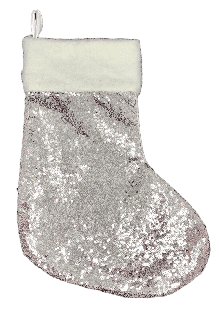 Sequin Stocking Silver Christmas Decorations, Christmas Stockings & Sacks
